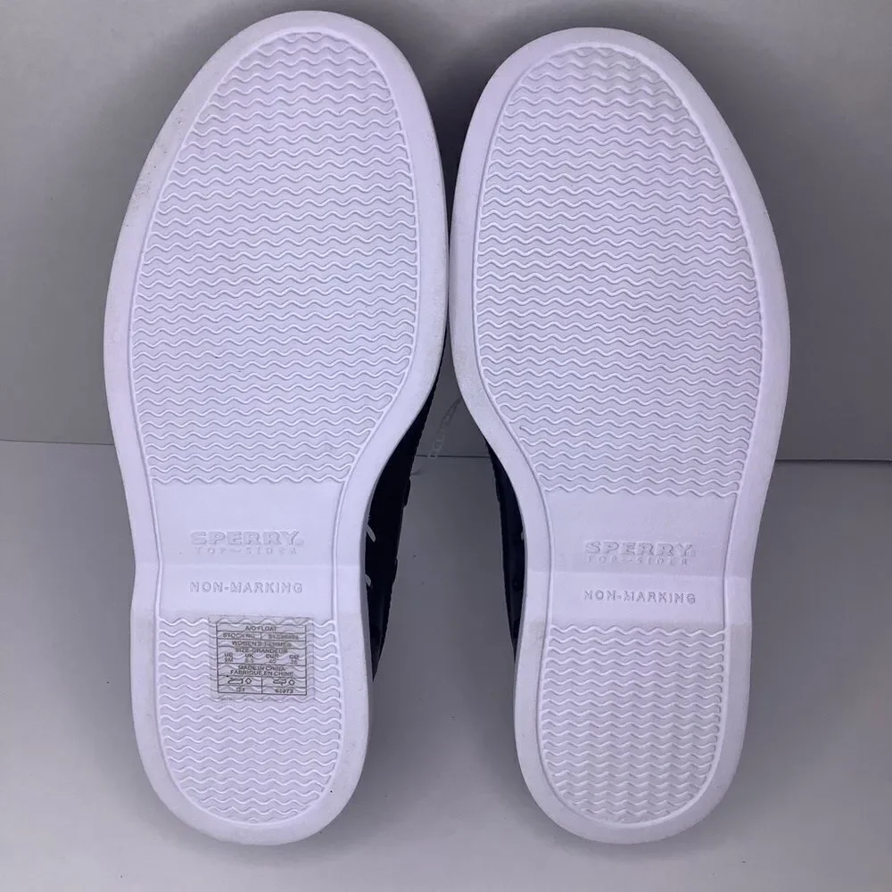 NWOT! Sperry Float Boat Black/White Rubber Women’s Slip On Shoes Sz 9M